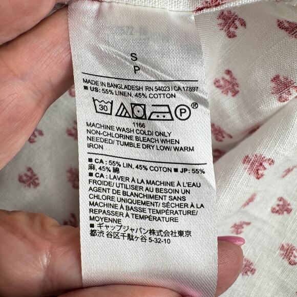 Banana Republic Shirt Men S Slim Fit Linen Short Sleeve Button Up White Lobster - Picture 5 of 8